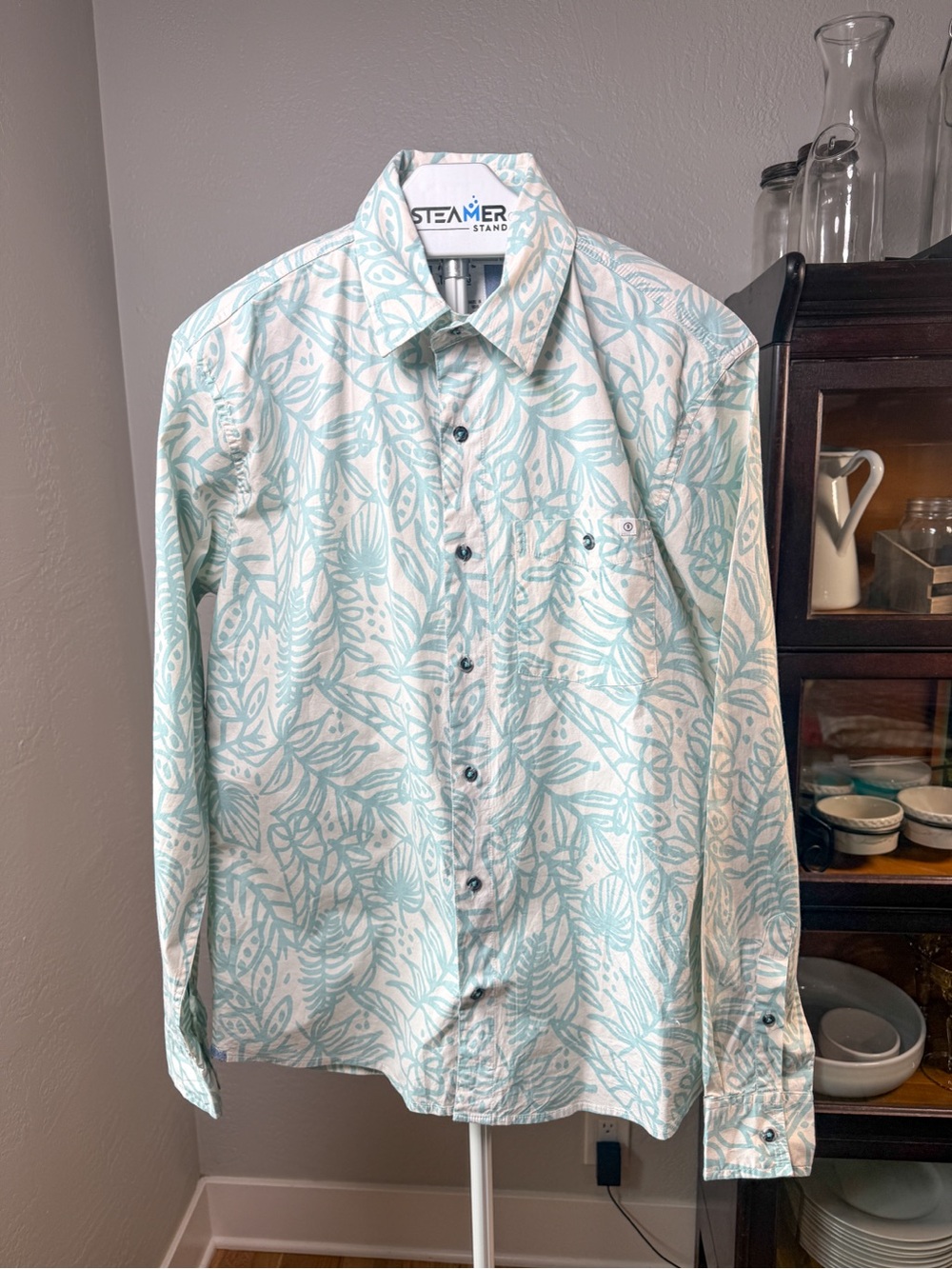 Reverse Threads Weekender Tropical Print Button Front Shirt Cotton Blend Size L